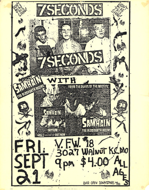 7 Seconds & Samhain @ VFW 18. Kansas City. 1984