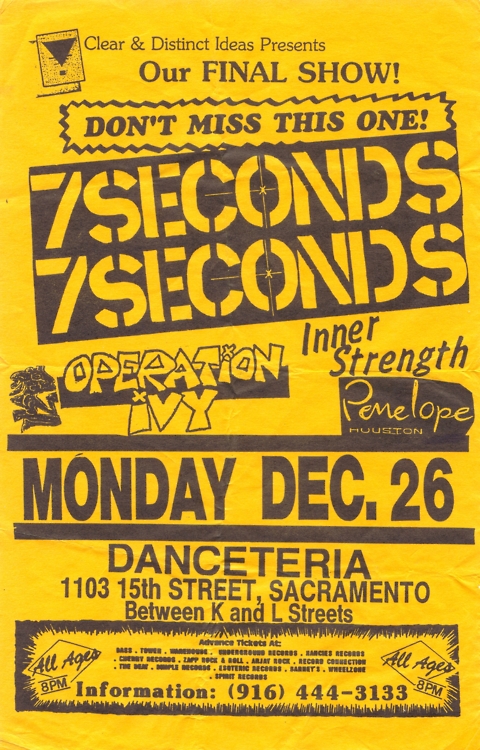 7 Seconds, Operation Ivy, Inner Strength & Penelope Houston @ Danceteria. 1988 7 Seconds, Operation Ivy, Inner Strength & Penelope Houston @ Danceteria. 1988