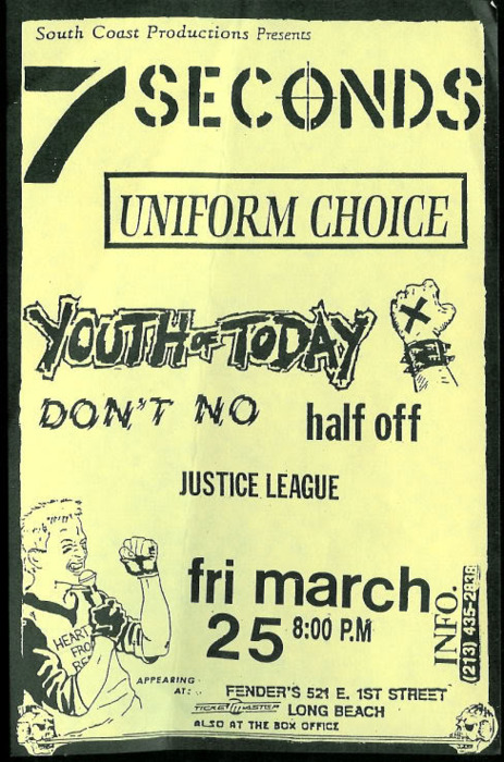 7 Seconds, Youth of Today & Uniform Choice at Fender’s Ballroom. 1988