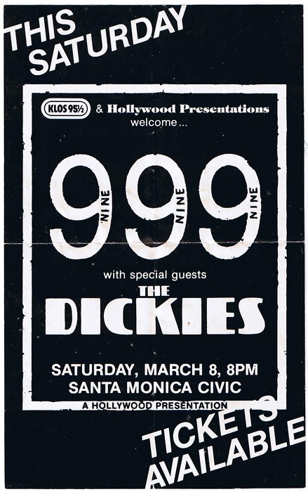 999, The Dickies at the Santa Monica Civic. Mar 8th 1980.