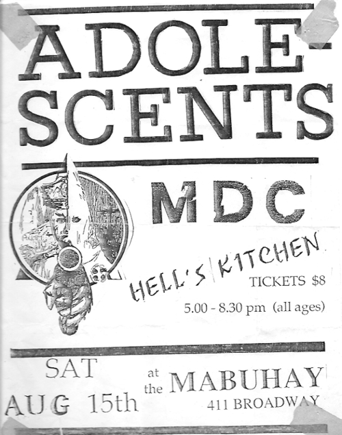 Adolescents, MDC, Hells Kitchen at The Mabuhay.