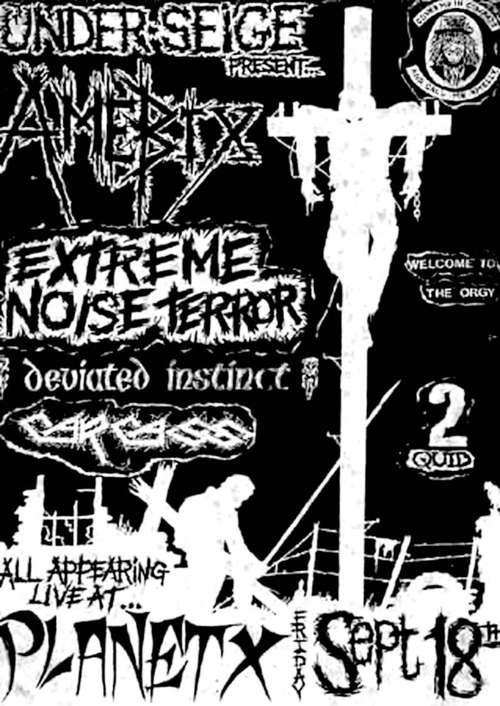 Amebix, Carcass, Deviated Instinct, Extreme Noise Terror @ Planet X. 1987