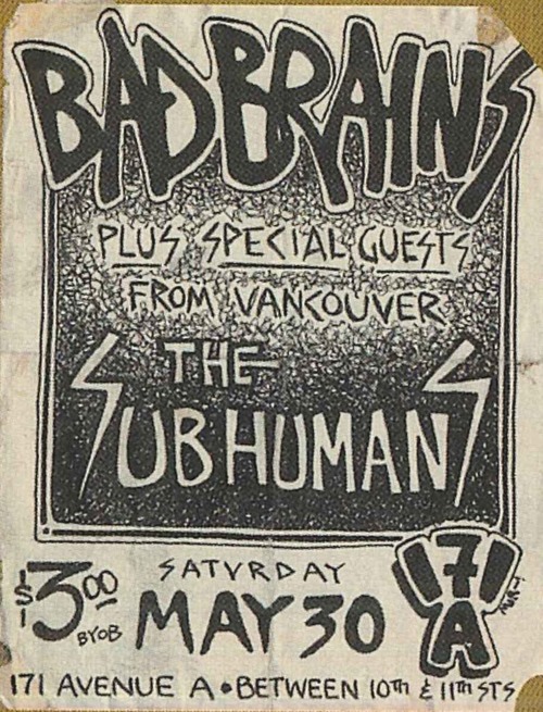 Bad Brains and The Subhumans (C) at 171A on May 30th 1981 Bad Brains and The Subhumans (C) at 171A on May 30th 1981
