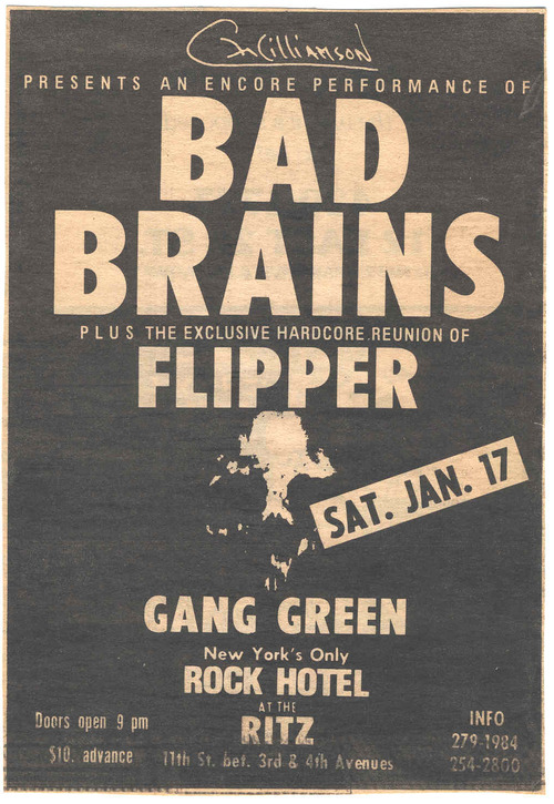 Bad Brains, Flipper, Gang Green @ The Ritz 1987 Bad Brains, Flipper, Gang Green @ The Ritz 1987