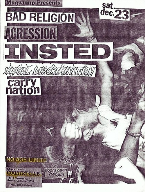 Bad Religion, Agression, Insted, Visual Discrimination, Carry Nation @ Country Club Bad Religion, Agression, Insted, Visual Discrimination, Carry Nation @ Country Club