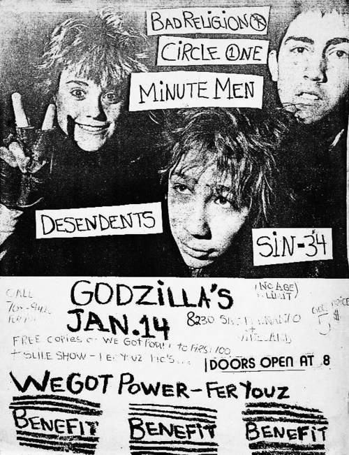 Bad Religion, Circle One, Descendents, Minutemen & Sin 34 @ Godzilla’s 1982 Bad Religion, Circle One, Descendents, Minutemen & Sin 34 @ Godzilla’s 1982