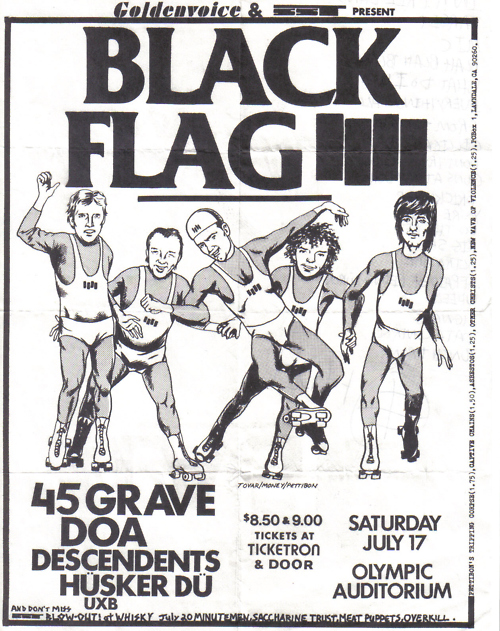 Black Flag, 45 Grave, DOA, Descendants, Husker Du & UXB, @ Olympic Auditorium. July 17th 1982.