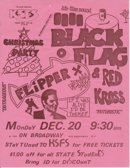 Black Flag, Red Kross and Flipper at the On Broadway. 1982