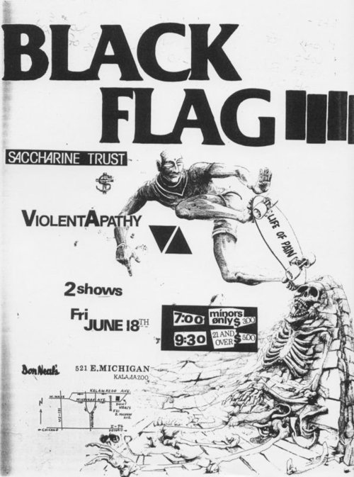 Black Flag, Saccharine Trust & Violent Apathy @ Don Neal’s in Michigan. Jun 18 1982. Black Flag, Saccharine Trust & Violent Apathy @ Don Neal’s in Michigan. Jun 18 1982.