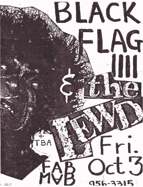 Black Flag, The Lewd at The Mabuhay Gardens. October 3rd 1980 (Alternate Flyer)