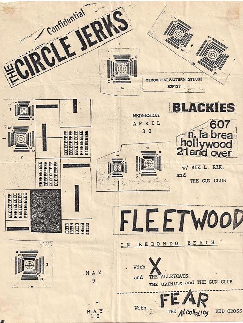 Circle Jerks, FEAR, X, Red Cross, Alcoholics, Urinals, RIK L RIK, Gun Club at Blackies & The Fleetwood, 1980