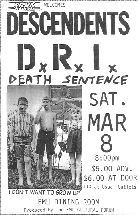 Descendents, DRI, Death Sentence @ EMU Dining Room
