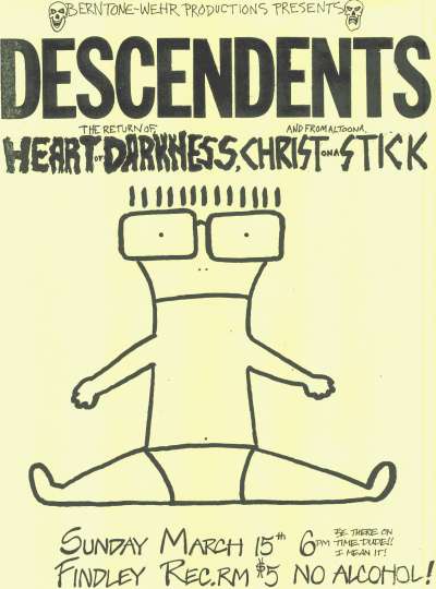 Descendents, Heart of Darkness, Christ on a Stick @ Findley Rec. Room. 1987