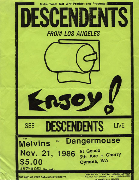 Descendents, Melvins and Dangermouse at Gesco. 1986