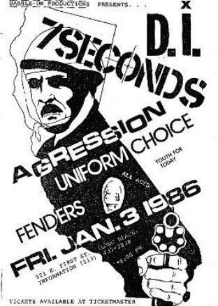 D.I. 7Seconds, Agression & Uniform Choice at Fenders. Jan 3rd 1986. D.I. 7Seconds, Agression & Uniform Choice at Fenders. Jan 3rd 1986.