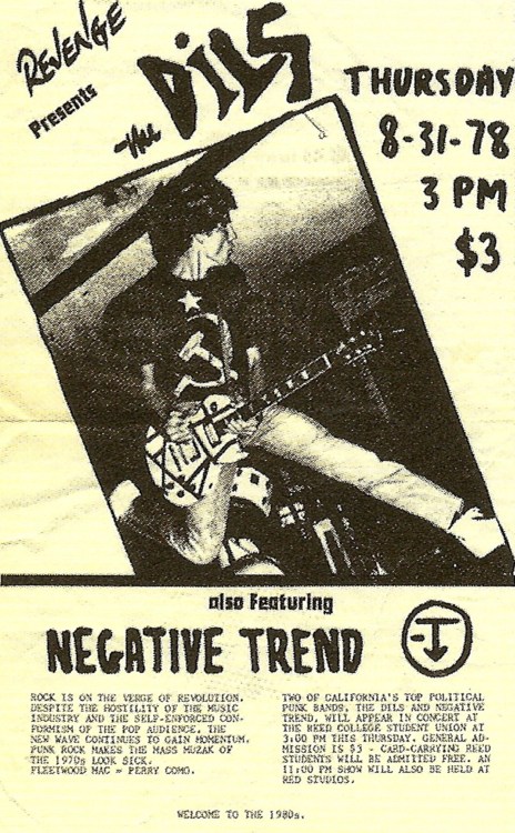 Dils & Negative Trend @ Reed College Portland, OR. 1978