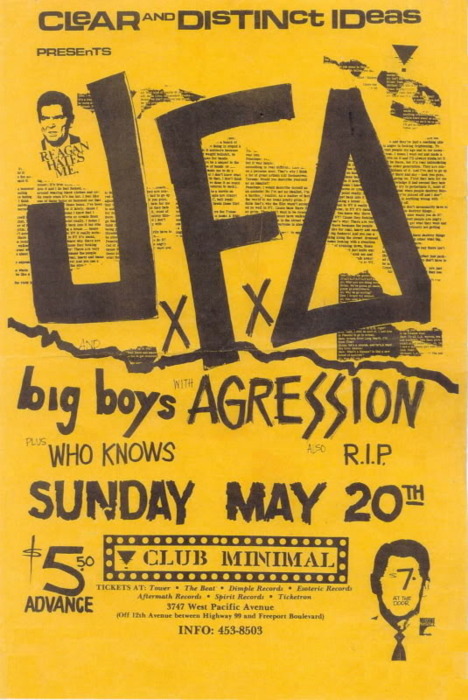 JFA, Big Boys, Agression, Who Knows & RIP at Club Minimal. May 20th 1984