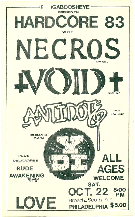 mainthreat: “ Necros / void / antidote / YDI - 1983 flyer ”