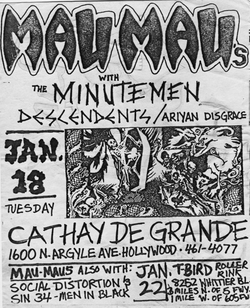 Mau Maus, Minutemen, Descendents & Aryan Disgrace at Cathay de Grand. 1983