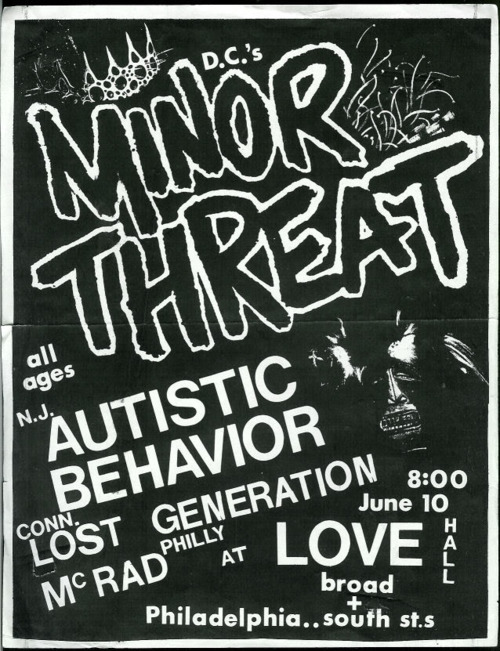 Minor Threat, Autistic Behavior, Lost Generation & McRad at Love Hall. Jun. 10th