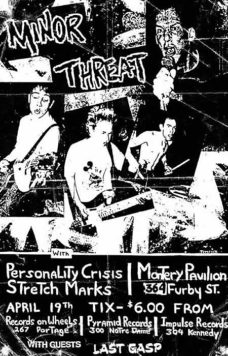 Minor Threat, Personality Crisis, Stretch Marks & Last Gasp @ Monterey Pavilion in Winnipeg. Apr 19th, 1983. Minor Threat, Personality Crisis, Stretch Marks & Last Gasp @ Monterey Pavilion in Winnipeg. Apr 19th, 1983.