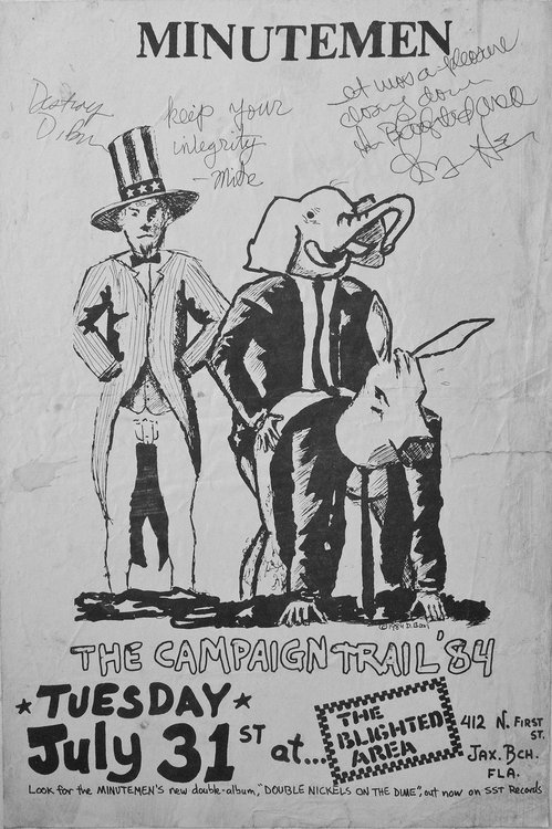 Minutemen @ The Blighted Area 1984. flyer by D. Boon.