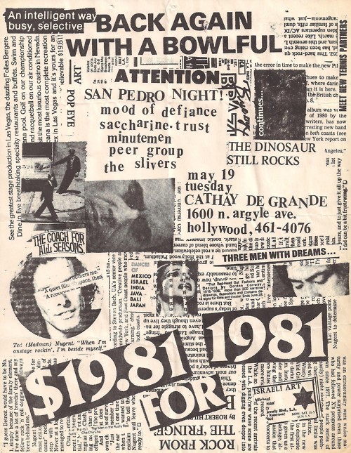 Minutemen, Saccharine Trust, Mood of Defiance, Peer Group and The Slivers @ Cathay de Grande. May 1981 Minutemen, Saccharine Trust, Mood of Defiance, Peer Group and The Slivers @ Cathay de Grande. May 1981