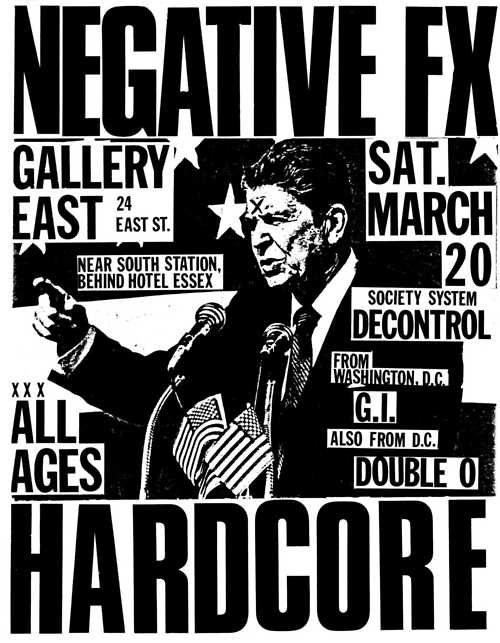 Negative FX, SS Decontrol, Government Issue & Double Zero at Gallery East. Mar 20th 1982.