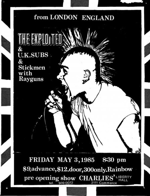 Old Exploited flyer from Dallas 1985