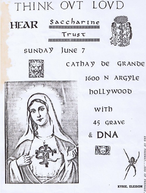 Saccharine Trust, 45 Grave, DNA @ Cathay de Grande. 1981 Saccharine Trust, 45 Grave, DNA @ Cathay de Grande. 1981