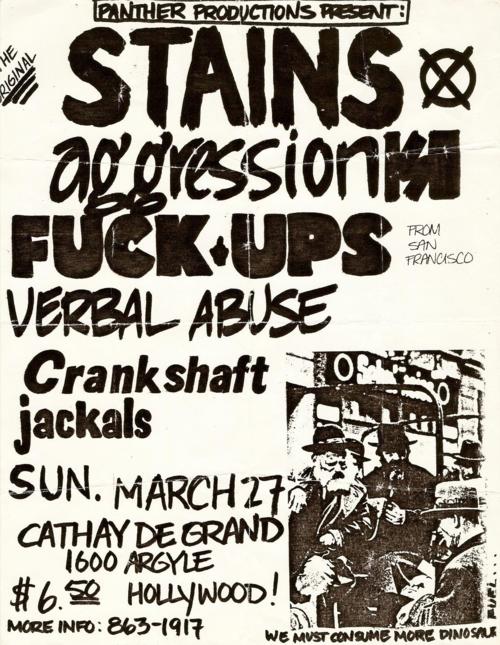 Stains, Agression, Fuck-ups, Verbal Abuse @ Cathay de Grande. Stains, Agression, Fuck-ups, Verbal Abuse @ Cathay de Grande.