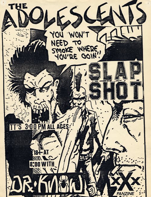 The Adolescents, Slap Shot and Dr. Know at T.T. the Bear’s Place Cambridge, Mass