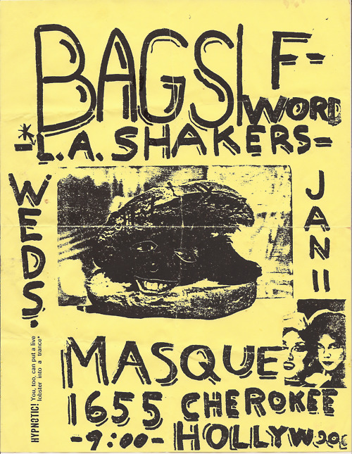 The Bags, F-Word, L.A. Shakers at the Masque, Jan 11, 1978. SOLD for $155