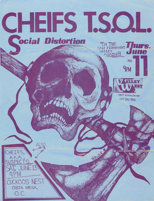 The Cheifs, Social Distortion, TSOL at Valley West, June 11th 1981