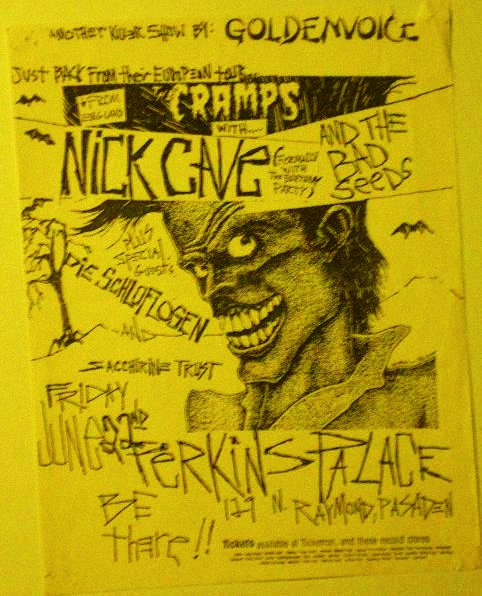 The Cramps, Nick Cave, Sacharine Trust at Perkins Palace. Fri. June 22nd The Cramps, Nick Cave, Sacharine Trust at Perkins Palace. Fri. June 22nd