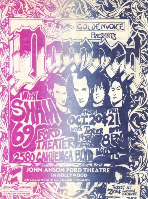 The Damned & Sham 69 at The Ford Theater - Fri. Oct. 20th The Damned & Sham 69 at The Ford Theater - Fri. Oct. 20th