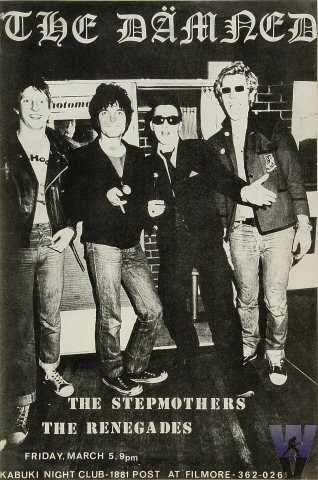 The Damned at Kabuki Night Club. Friday, March 5th The Damned at Kabuki Night Club. Friday, March 5th