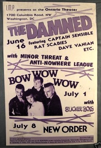 The Damned with Minor Threat and Anti Nowhere League @ Ontario Theater. 1983 The Damned with Minor Threat and Anti Nowhere League @ Ontario Theater. 1983