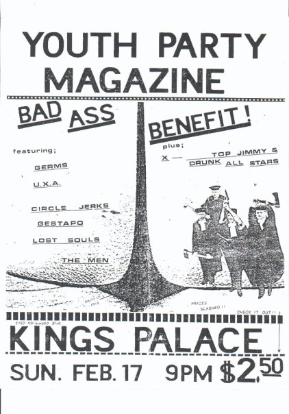 The Germs, UXA, Circle Jerks, Gestapo & Lost Souls @ Kings Palace. Feb 17th 1980.