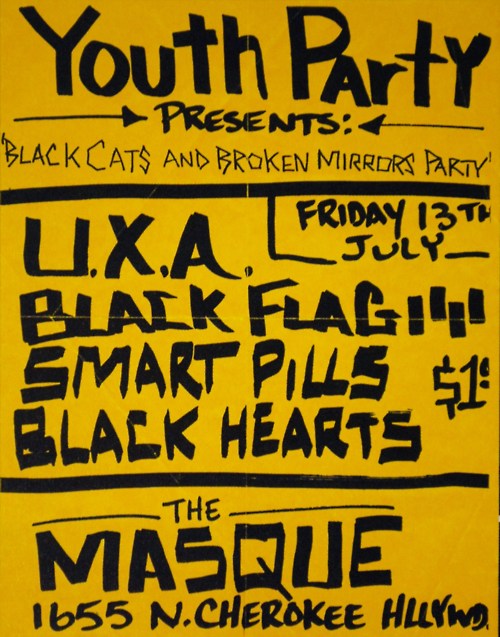 U.X.A., Black Flag, Smart Pills, & Black Hearts @ The Masque July 13th 1979