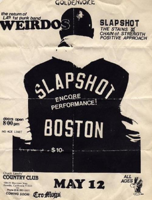 Weirdos, Slapshot, The Stains, Chain of Strength & Positive Approach @ The Country Club. May 1989