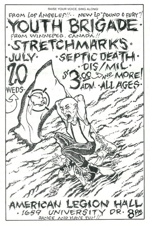 Youth Brigade, Stretch Marks, Septic Death, Dissident Militia @ American Legion Hall. 1983 Youth Brigade, Stretch Marks, Septic Death, Dissident Militia @ American Legion Hall. 1983