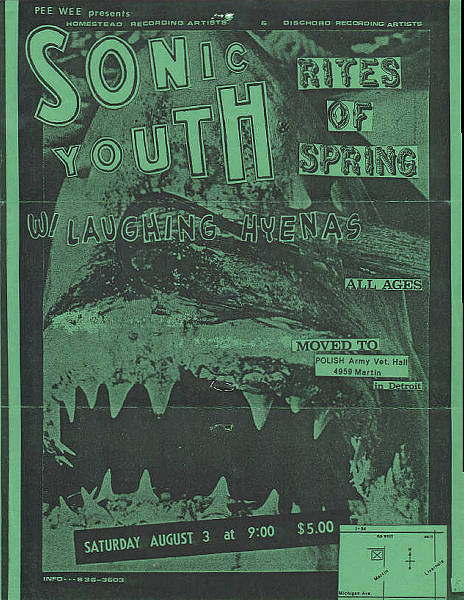 yurig: “ Rites of Spring opening for Sonic Youth, 08/03/1985. At Polish Army Vet. Hall in Detroit. ”