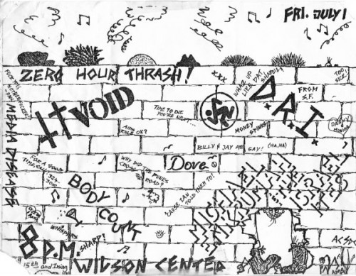 Zero Hour Trash, Void, DRI, Media Disease, Dove & Body Count @ Wilson Center. 1983 Zero Hour Trash, Void, DRI, Media Disease, Dove & Body Count @ Wilson Center. 1983